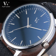 V6 Luxury Brand Quartz Watch Casual Fashion Denim Leather