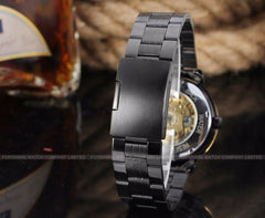 Vintage Black Gold Men's Mechanical Automatic Skeleton Watch