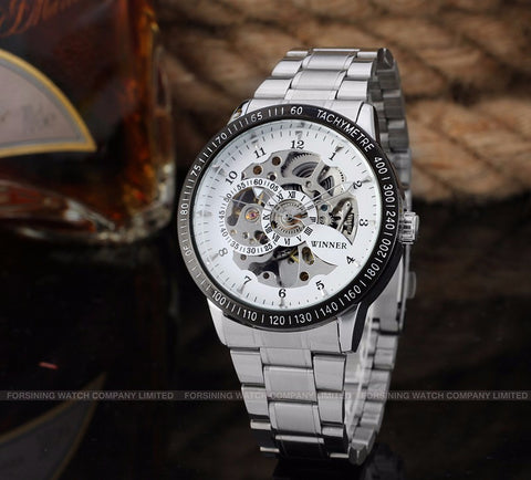 Vintage Black Gold Men's Mechanical Automatic Skeleton Watch - jomfeshop