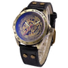 Automatic Skeleton Mechanical Vintage Brass steel Men's Wristwatch - jomfeshop