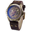 Image of Automatic Skeleton Mechanical Vintage Brass steel Men's Wristwatch - jomfeshop