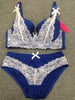 New Women Lady Cute Underwear Satin Lace Embroidery Splice Bra Sets Outfits