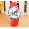 2017 Fashion Women Watches PU Leather Quartz-Watch Ladies Casual Bicycle Pattern Watch Women Relogio Feminino