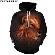 Space Lion Printed 3d Sweatshirts Men Hooded