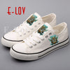 New design printed unisex lace-up canvas shoes custom high quality women girls graffiti casual shoes for women couple