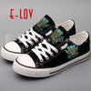 New design printed unisex lace-up canvas shoes custom high quality women girls graffiti casual shoes for women couple