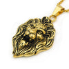 NIENDO 2017 New Arrival Gold Color Men Stainless Steel Lion Head Pendant Necklace Fashion Jewelry, DP102