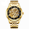 Dragon Antique Design Automatic Watch Skeleton Vintage Gold Stainless steel Band Men's Wristwatch Mechanical Skeleton Steampunk - jomfeshop