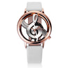 Image of Unique Woman Quartz Analog Hollow Musical Note Style leather WristWatch - jomfeshop