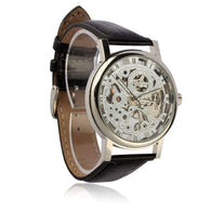 Mens Luxury Mechanical Skeleton Watch Leather Strap Wristwatch