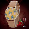 Women Pineapple Chimes Pattern Quartz Watch Leather Straplt Table Watch - jomfeshop