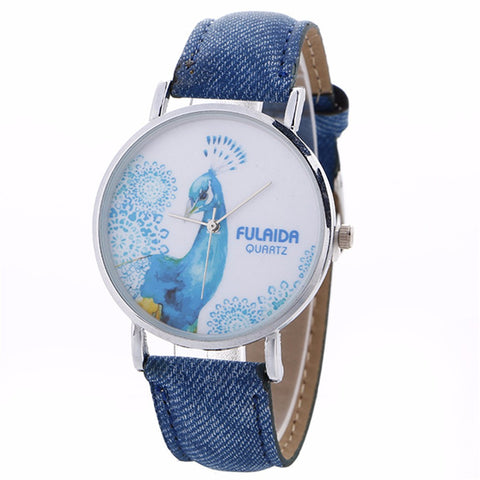 Women Creative Pattern Quartz Watch Leather Straplt Table Watch