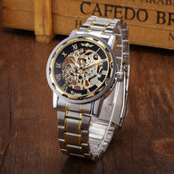 Men Hollow Skeleton Automatic Mechanical Stainless Steel Wrist Watch