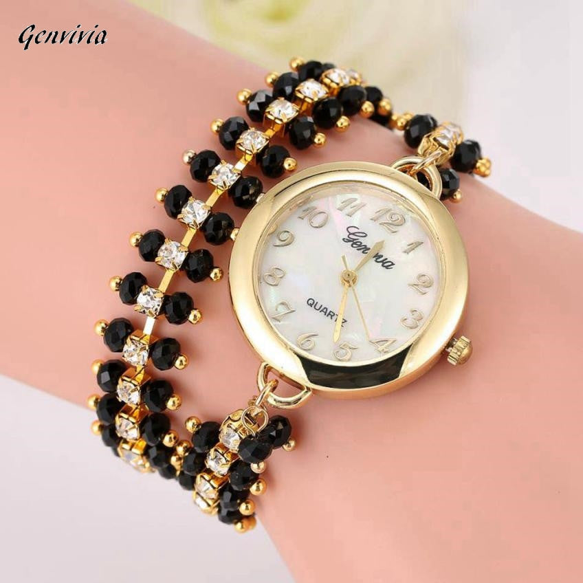 GENVIVIA Women Rhinestone Bracelet watches