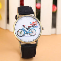 2017 Fashion Women Watches PU Leather Quartz-Watch Ladies Casual Bicycle Pattern Watch Women Relogio Feminino