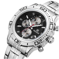 Stainless Steel Men Watches Multifunction Chronograph Calendar FREE SHIPPING