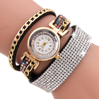 Women Fashion Casual Analog Quartz Women Rhinestone Watch Bracelet Watch