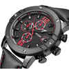 Men Sport Watch Leather Strap Chronograph Quartz