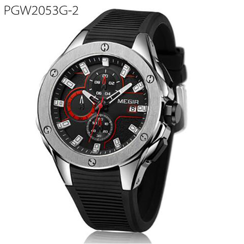 Men's Sport Watch Chronograph Silicone Strap Quartz Military