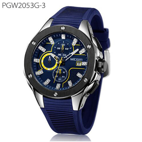 Men's Sport Watch Chronograph Silicone Strap Quartz Military