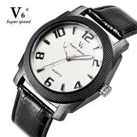 V6 Male Luxury Watches Famous Brands Logo Silicone /Leather Strap Watch Waterproof Wrist Watch Sports Quartz-watch Clock Hours - jomfeshop