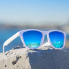 Dokly Unisex white frame blue lens Sunglasses Mirror Oculos Sun Glasses Gafas De Sol fashion Sunglasses Men and Women sunglasses - jomfeshop