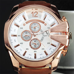 Fashion Top Luxury Brand Watches Men Quartz Brushed Metal Clamp Case - jomfeshop