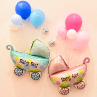 1pcs babyshower Cute Little Girl Boy Baby Stroller Foil Balloon Baby Shower Birthday Party Decoration Balloon new year gift - jomfeshop