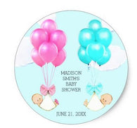 1.5inch twins baby shower ideas classic round sticker